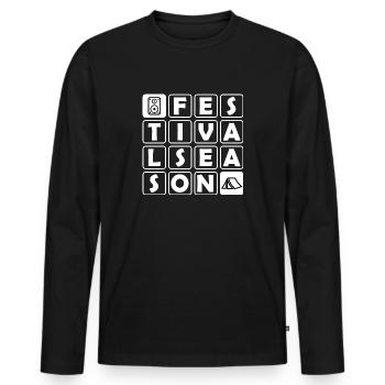 Saison des festivals - T-shirt manches longues Premium bio Homme - noir - Devant - Nico (187cm)