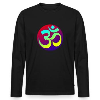 Om Goa Psytrance - T-shirt manches longues Premium bio Homme - noir - Devant - Nico (187cm)