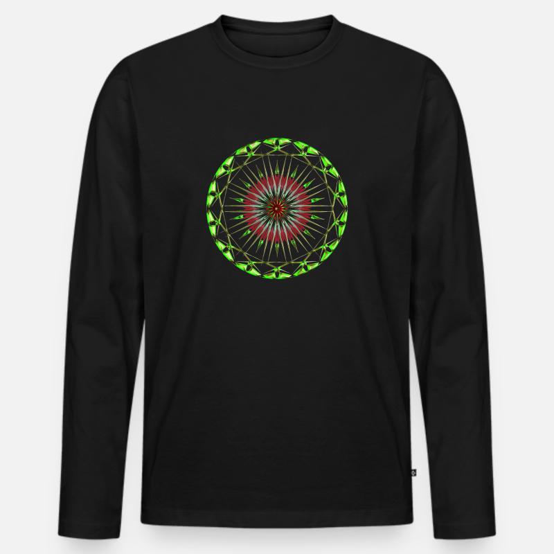 Mandala - Männer Premium Bio Langarmshirt - Schwarz