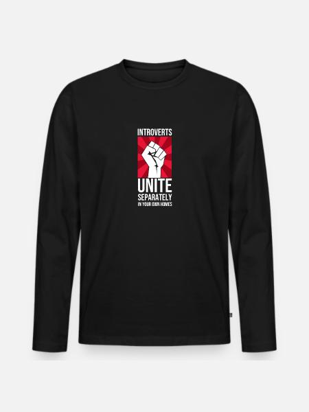 Introverts Unite Introvertiert Introvertierter - Männer Premium Bio Langarmshirt - Schwarz
