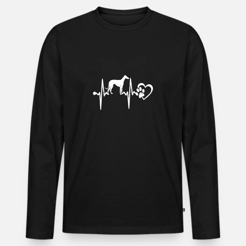 HundeLiebe Herzfrequenz Geschenk - Männer Premium Bio Langarmshirt - Schwarz