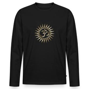 Om Sonne, Buddhismus, Yoga, Spiritell, Meditation - Männer Premium Bio Langarmshirt - Schwarz - Vorne - Nico (187cm)