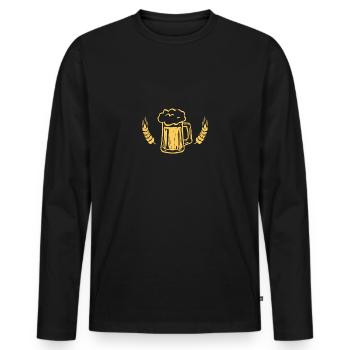 Cadeau chope de bière bière bière - T-shirt manches longues Premium bio Homme - noir - Devant - Nico (187cm)