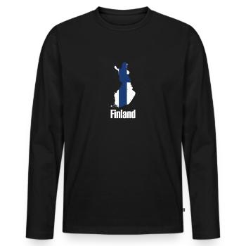 Finland Finlande carte nationale cadeau national - T-shirt manches longues Premium bio Homme - noir - Devant - Nico (187cm)