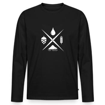 Water barley hops and yeast gift - Men's Premium Organic Long Sleeve Shirt - black - Front - Nico (187cm)
