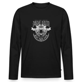 Papa Bear Held ohne Umhang - Männer Premium Bio Langarmshirt - Schwarz - Vorne - Nico (187cm)
