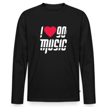 Love heart 90s music gift - Men's Premium Organic Long Sleeve Shirt - black - Front - Nico (187cm)