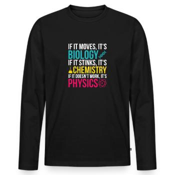 Biology Physics Chemistry Student Gift - Men's Premium Organic Long Sleeve Shirt - black - Front - Nico (187cm)