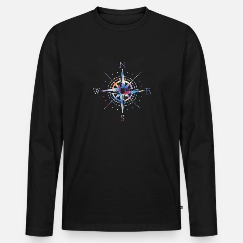 Compasso barca a vela barca a vela regalo - Maglia a manica lunga ecologica premium da uomo - nero