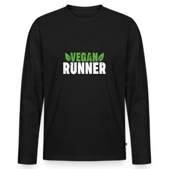 Vegan Runner Run Marathon Sport Gift - Men's Premium Organic Long Sleeve Shirt - black - Front - Nico (187cm)