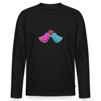 Küssende Vögel Kissing Birds T-Shirt - Männer Premium Bio Langarmshirt - Schwarz - Vorne - Nico (187cm)