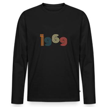 Cadeau d'anniversaire de style vintage 1969 - T-shirt manches longues Premium bio Homme - noir - Devant - Nico (187cm)