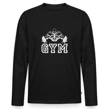 Cadeau Gym Beast - T-shirt manches longues Premium bio Homme - noir - Devant - Nico (187cm)