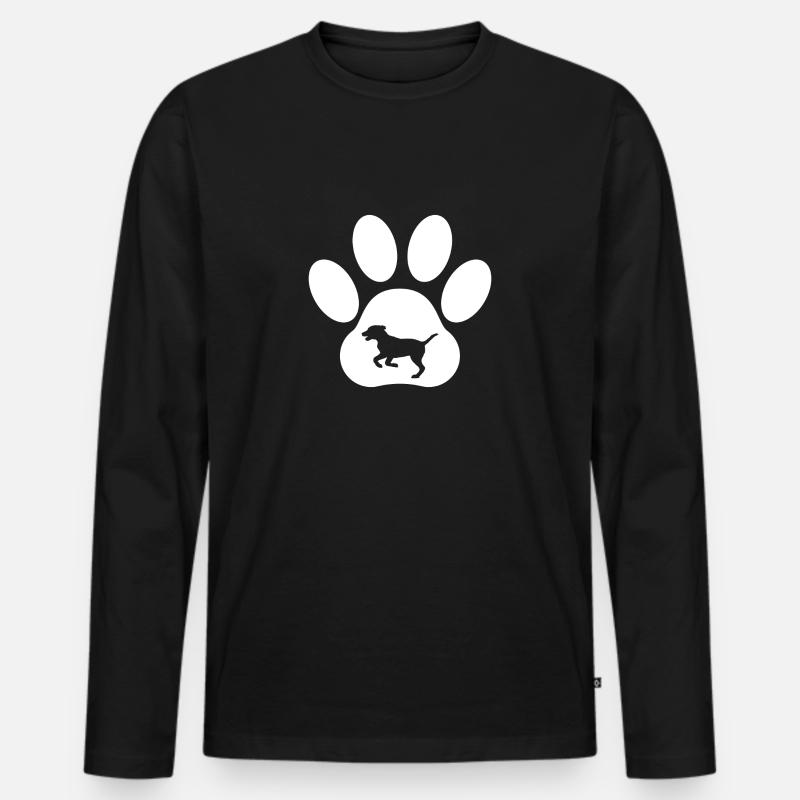 Hundepfote - Männer Premium Bio Langarmshirt - Schwarz