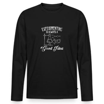 Recherche Good Idea laboratoire de chimie cadeau - T-shirt manches longues Premium bio Homme - noir - Devant - Nico (187cm)