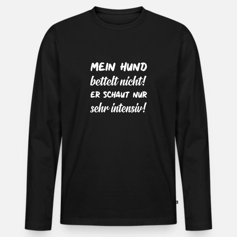 Lustiger Hunde Spruch - Männer Premium Bio Langarmshirt - Schwarz