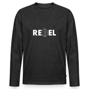 Bitcoin Rebel - Men's Premium Organic Long Sleeve Shirt - heather anthracite - Front - Nico (187cm)
