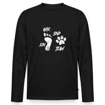Hunde Spruch wir sind ein Team Geschenk - Männer Premium Bio Langarmshirt - Schwarz - Vorne - Nico (187cm)