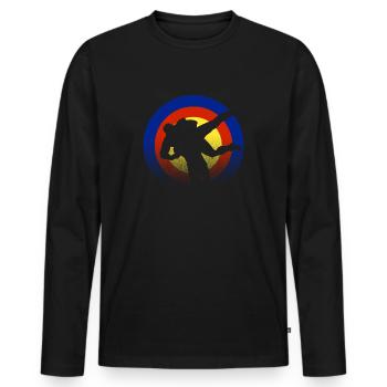 Ringer - Männer Premium Bio Langarmshirt - Schwarz - Vorne - Nico (187cm)