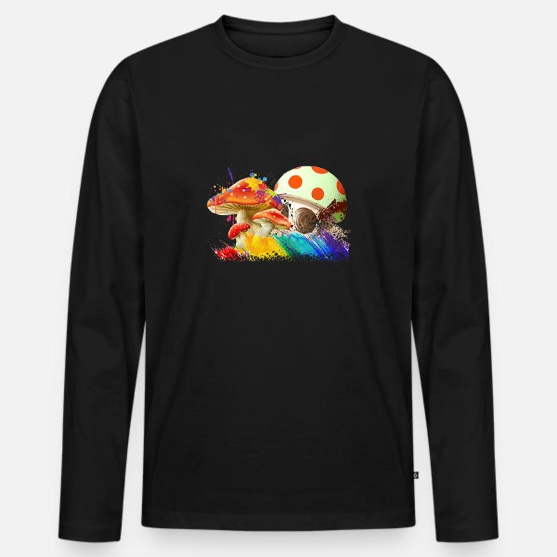 Mushrooms - Männer Premium Bio Langarmshirt - Schwarz