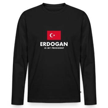 President Erdogan - Men's Premium Organic Long Sleeve Shirt - black - Front - Nico (187cm)