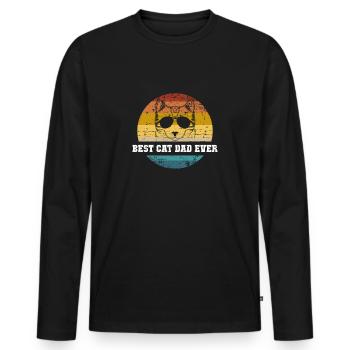 Best Cat Dad ever gift - Men's Premium Organic Long Sleeve Shirt - black - Front - Nico (187cm)