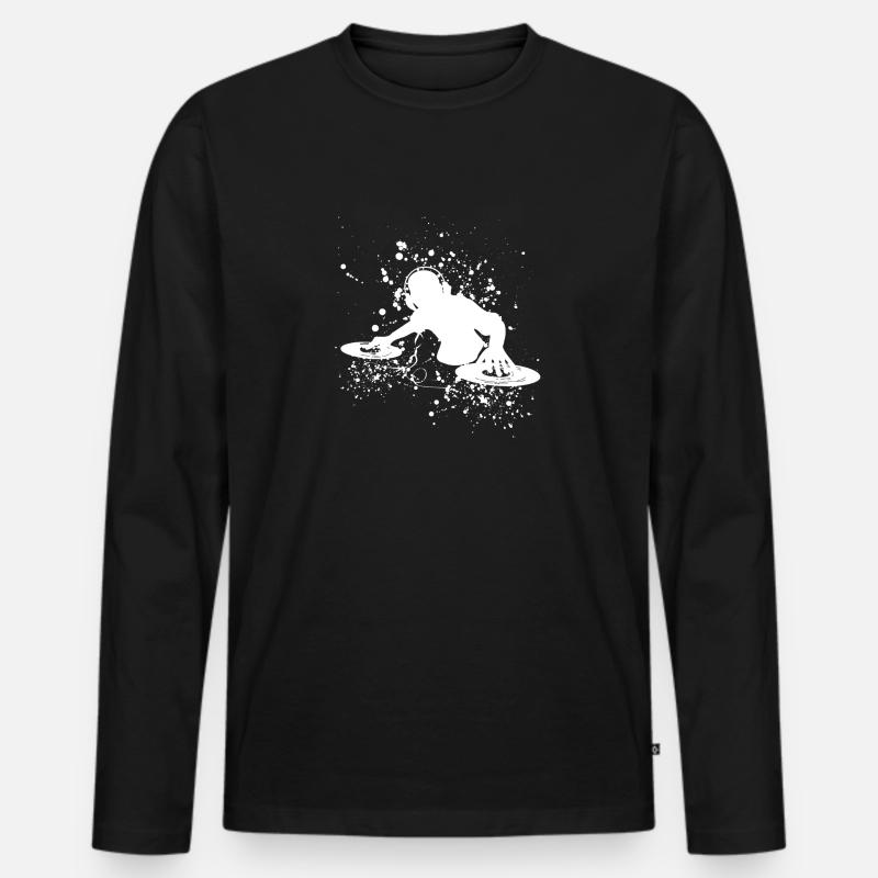 DJ - Männer Premium Bio Langarmshirt - Schwarz