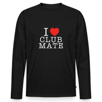 J'aime le club mate - T-shirt manches longues Premium bio Homme - noir - Devant - Nico (187cm)