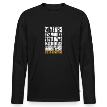 21 years old math saying birthday gift - Men's Premium Organic Long Sleeve Shirt - black - Front - Nico (187cm)