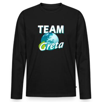 Équipe Greta - T-shirt manches longues Premium bio Homme - noir - Devant - Nico (187cm)