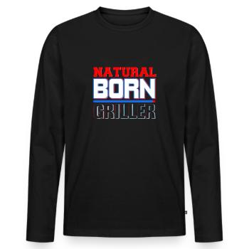 BBQ - Männer Premium Bio Langarmshirt - Schwarz - Vorne - Nico (187cm)