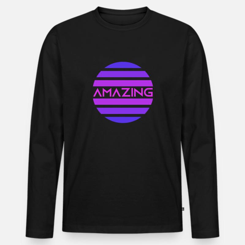 amazing blacklight circle retro future - Männer Premium Bio Langarmshirt - Schwarz