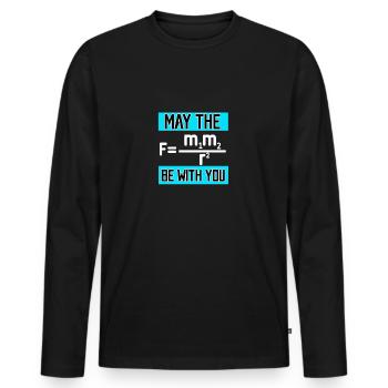 May the Force be with you für Physiker Physik - Männer Premium Bio Langarmshirt - Schwarz - Vorne - Nico (187cm)