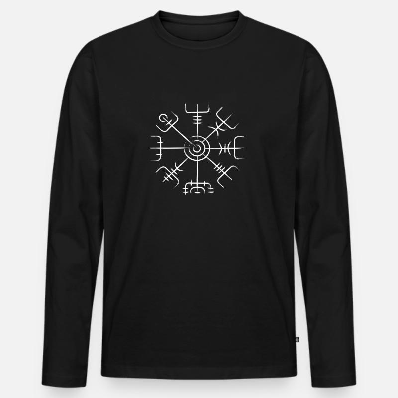 Vegvisir white - Männer Premium Bio Langarmshirt - Schwarz