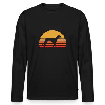 Levrette au coucher du soleil - T-shirt manches longues Premium bio Homme - noir - Devant - Nico (187cm)