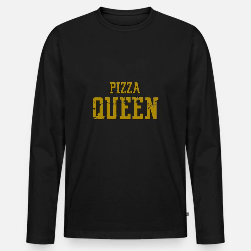 Pizzakönigin - Männer Premium Bio Langarmshirt - Schwarz