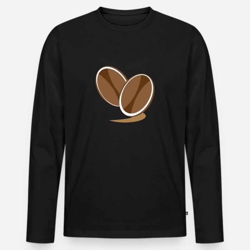 Kaffeetasse Bohnen - Männer Premium Bio Langarmshirt - Schwarz