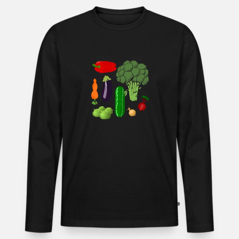 Gemüse - Männer Premium Bio Langarmshirt - Schwarz