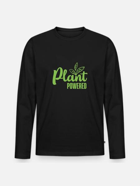 Plant Powered Vegan Gift - Men's Premium Organic Long Sleeve Shirt - black