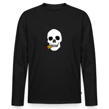 totenkopf mit zigarre - Männer Premium Bio Langarmshirt - Schwarz - Vorne - Nico (187cm)