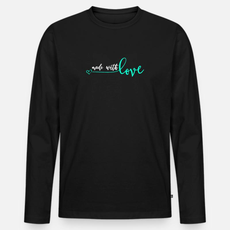 Made With Love - Männer Premium Bio Langarmshirt - Schwarz