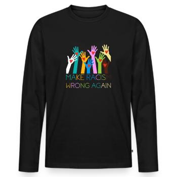 Make Racism Wrong Again Anti-Racism Gift - Men's Premium Organic Long Sleeve Shirt - black - Front - Nico (187cm)