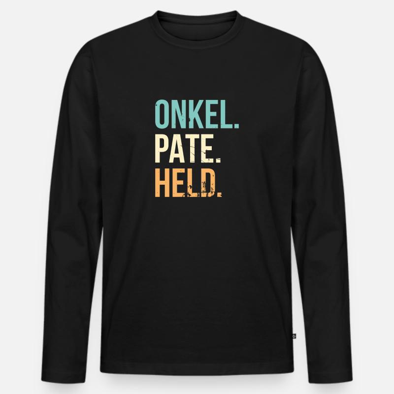 Onkel Pate Held Geschenk - Männer Premium Bio Langarmshirt - Schwarz