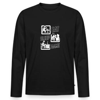 Eat sleep game - T-shirt manches longues Premium bio Homme - noir - Devant - Nico (187cm)