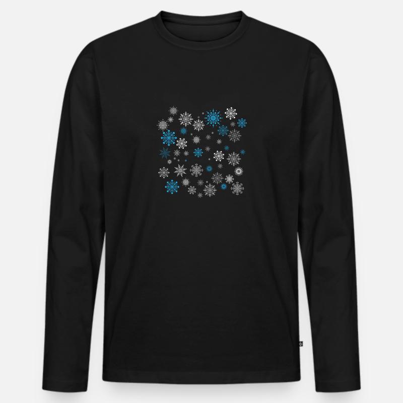 Schneeflocken - Männer Premium Bio Langarmshirt - Schwarz