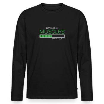Installing Muscles Fitness - Männer Premium Bio Langarmshirt - Schwarz - Vorne - Nico (187cm)