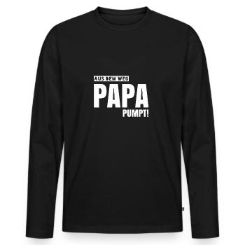 À l'écart des pompes papa! - T-shirt manches longues Premium bio Homme - noir - Devant - Nico (187cm)