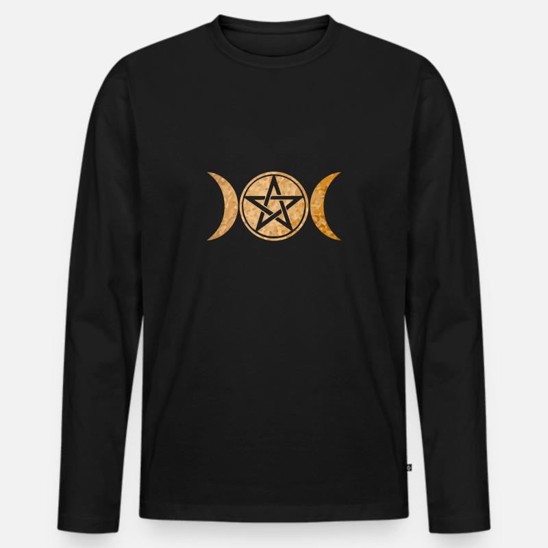 Wiccan Symbol Dreifach-Mond Geschenkidee - Männer Premium Bio Langarmshirt - Schwarz