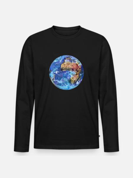 planet Earth - Men's Premium Organic Long Sleeve Shirt - black