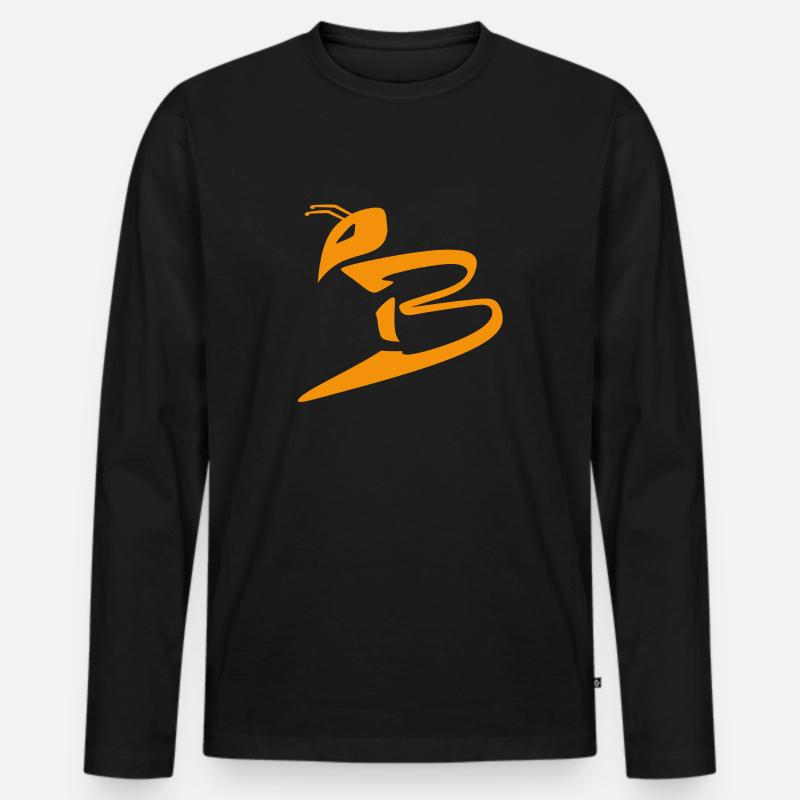 Bee orange - Männer Premium Bio Langarmshirt - Schwarz
